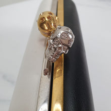 Load image into Gallery viewer, Alexander McQueen Twin Skull Box Clutch Two Tone Black and White Leather Handbag 300791 000926
