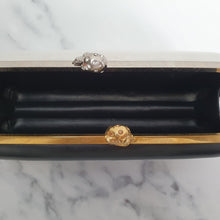 Load image into Gallery viewer, Alexander McQueen Twin Skull Box Clutch Two Tone Black and White Leather Handbag 300791 000926