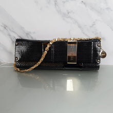 Load image into Gallery viewer, Black Versace Clutch Patent Leather and Snakeskin