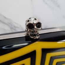Load image into Gallery viewer, Alexander McQueen 236731 000926 Yellow Black Plastic Clutch Skull