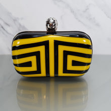 Load image into Gallery viewer, Alexander McQueen 236731 000926 Yellow Black Plastic Clutch Skull