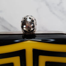 Load image into Gallery viewer, Alexander McQueen 236731 000926 Yellow Black Plastic Clutch Skull