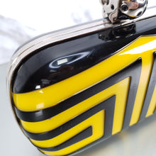 Load image into Gallery viewer, Alexander McQueen 236731 000926 Yellow Black Plastic Clutch Skull