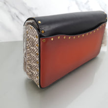 Load image into Gallery viewer, Coach 30455 Dinky Border Rivets Colorblock Genuine Snakeskin Crossbody bag