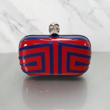 Load image into Gallery viewer, Alexander McQueen 236731 000926 Red & BLue Skull Box Clutch in plastic