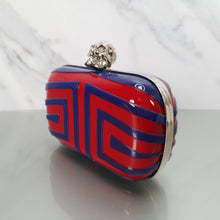Load image into Gallery viewer, Alexander McQueen 236731 000926 Red & BLue Skull Box Clutch in plastic