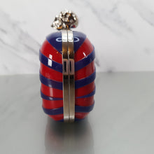 Load image into Gallery viewer, Alexander McQueen 236731 000926 Red & BLue Skull Box Clutch in plastic
