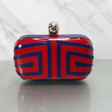 Load image into Gallery viewer, Alexander McQueen 236731 000926 Red & BLue Skull Box Clutch in plastic