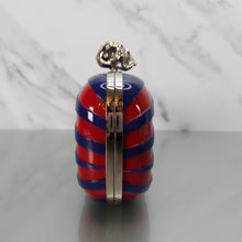 Load image into Gallery viewer, Alexander McQueen 236731 000926 Red & BLue Skull Box Clutch in plastic
