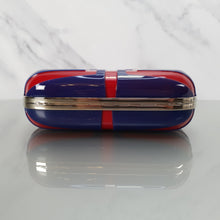 Load image into Gallery viewer, Alexander McQueen 236731 000926 Red & BLue Skull Box Clutch in plastic