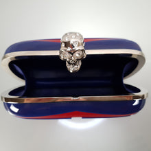 Load image into Gallery viewer, Alexander McQueen 236731 000926 Red & BLue Skull Box Clutch in plastic