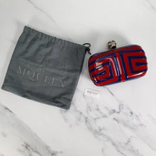 Load image into Gallery viewer, Alexander McQueen 236731 000926 Red & BLue Skull Box Clutch in plastic
