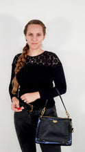 Load image into Gallery viewer, Coach Dreamer Shoulder Bag Crossbody in Black and Blue with Whipstitch and Snakeskin - Mixed Leather & Suede - Sample Bag coach 69611