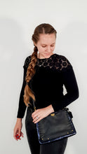 Load image into Gallery viewer, Coach Dreamer Shoulder Bag Crossbody in Black and Blue with Whipstitch and Snakeskin - Mixed Leather & Suede - Sample Bag coach 69611