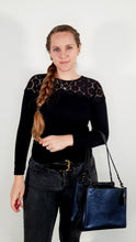 Load image into Gallery viewer, Coach 1941 Rogue 25 in Metallic Dark Blue & Black With Snakeskin Detail Colorblock - Satchel Handbag 38823