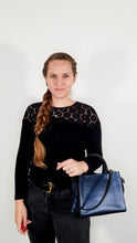 Load image into Gallery viewer, Coach 1941 Rogue 25 in Metallic Dark Blue & Black With Snakeskin Detail Colorblock - Satchel Handbag 38823