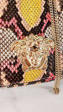 Load image into Gallery viewer, Versace Medusa Python Snakeskin Crossbody Bag Clutch - Flap bag in Pink and Yellow