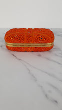Load image into Gallery viewer, Alexander McQueen Britannia Skull Box Clutch in Orange Suede with Studs and Swarovski Crystals Style 208024 000926