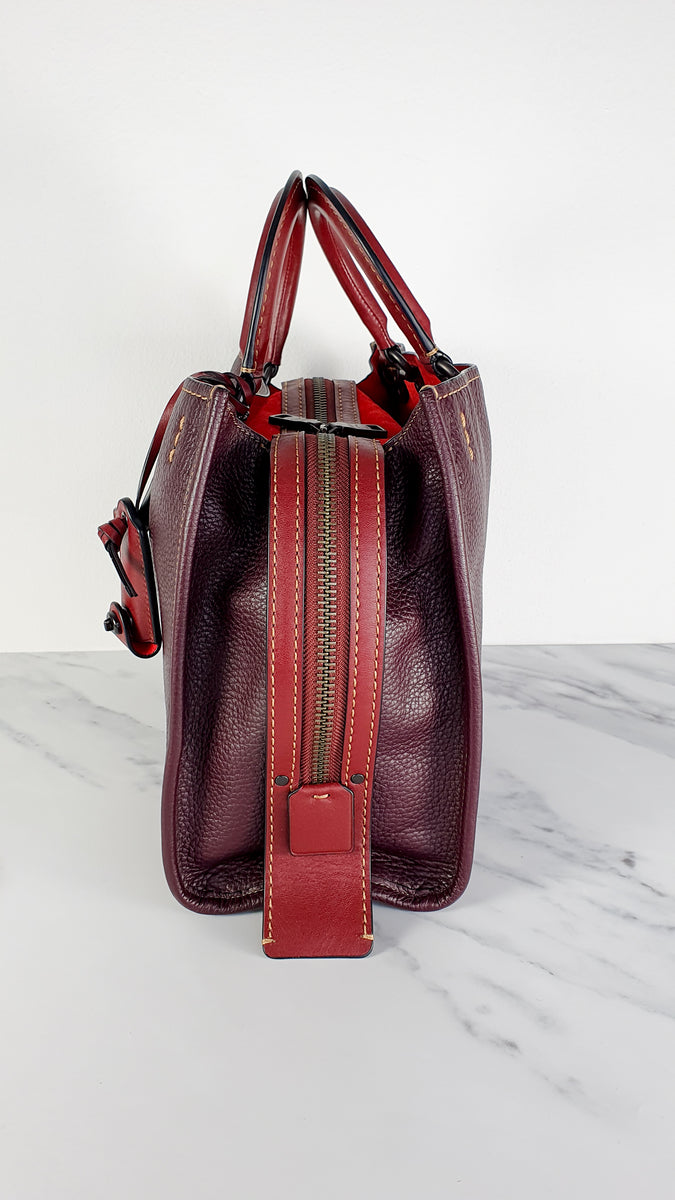 Coach 1941 Rogue 31 in Oxblood Pebble Leather with Red Suede