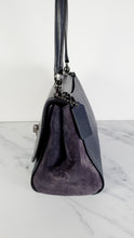 Load image into Gallery viewer, Coach Faye in Dark Blue Navy Mixed Leather & Suede Flap Bag Turnlock Tophandle Crossbody - Coach F22348