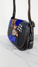 Load image into Gallery viewer, Coach 1941 Saddle 23 Bag in Black with Patchwork Detail - Purple Orange Crossbody Shoulder Bag Coach 56639