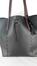 Load image into Gallery viewer, Coach Tote 34 in Black and Brown Leather with Whipstitch & Tassle Detail - Bag Handbag Coach 37084