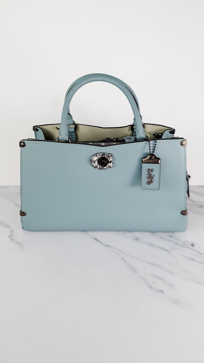 Coach Mason Carryall in Sage Pale Blue Green Smooth Leather with