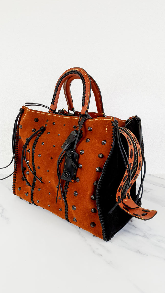 希少 Coach Rogue 31 Cervo Suede Bag Camel RARE Coach 1941 Rogue 36 in Saddle Suede with Western