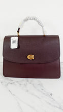 Load image into Gallery viewer, Coach Parker 32 Tophandle Carryall in Oxblood Burgundy Colorblock with Snakeskin Details & C Chain- Handbag Exotic Crossbody Bag Coach 73969