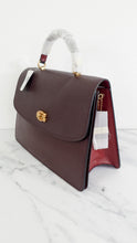 Load image into Gallery viewer, Coach Parker 32 Tophandle Carryall in Oxblood Burgundy Colorblock with Snakeskin Details & C Chain- Handbag Exotic Crossbody Bag Coach 73969
