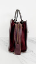Load image into Gallery viewer, Coach 1941 Rogue 31 in Heather Grey Pebbled Leather with Oxblood Suede Sides Colorblock - Satchel Handbag - Coach 23755