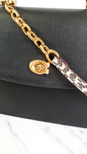 Load image into Gallery viewer, Coach Parker 32 Tophandle Carryall in Black Crossgrain & Smooth Leather with Snakeskin Details - Handbag Exotic Crossbody Bag - Coach 73969