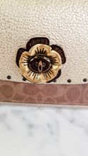 Load image into Gallery viewer, Coach Parker 18 in Signature Canvas With Tea Rose Turnlock, Border Rivets, Snakeskin Detail & Metallic Leather - Shoulder Bag Crossbody Bag Champagne Platinum Beige - Coach 39680