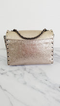 Load image into Gallery viewer, Coach Parker 18 in Signature Canvas With Tea Rose Turnlock, Border Rivets, Snakeskin Detail & Metallic Leather - Shoulder Bag Crossbody Bag Champagne Platinum Beige - Coach 39680