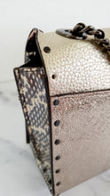 Load image into Gallery viewer, Coach Parker 18 in Signature Canvas With Tea Rose Turnlock, Border Rivets, Snakeskin Detail & Metallic Leather - Shoulder Bag Crossbody Bag Champagne Platinum Beige - Coach 39680