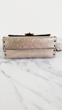 Load image into Gallery viewer, Coach Parker 18 in Signature Canvas With Tea Rose Turnlock, Border Rivets, Snakeskin Detail & Metallic Leather - Shoulder Bag Crossbody Bag Champagne Platinum Beige - Coach 39680