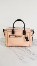 Load image into Gallery viewer, Coach Swagger 27 in Peach Salmon Pink with Colorblock Black Handles - Pebble Leather HandbagCrossbody Bag - Coach 34417