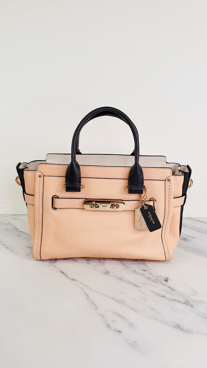 Coach Swagger 27 in Peach Salmon Pink with Colorblock Black