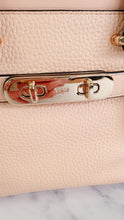 Load image into Gallery viewer, Coach Swagger 27 in Peach Salmon Pink with Colorblock Black Handles - Pebble Leather HandbagCrossbody Bag - Coach 34417