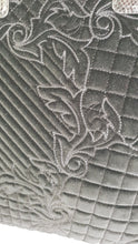 Load image into Gallery viewer, Versace Vanitas Baroque Quilted Velvet Tote With Snakeskin Handles - Black Handbag Shoulder Bag Work Bag with Medusa Charm