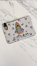 Load image into Gallery viewer, Coach Sharky Turnlock Pouch in Rainbow Signature on Palm Tree canvas Grey Clutch - 1367