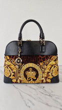 Load image into Gallery viewer, Versace Vanitas Athena Bag with Leopard Baroque Velour Velvet Crown Print - Handbag with Black Smooth Leather and Medusa charm