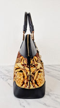 Load image into Gallery viewer, Versace Vanitas Athena Bag with Leopard Baroque Velour Velvet Crown Print - Handbag with Black Smooth Leather and Medusa charm