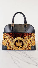Load image into Gallery viewer, Versace Vanitas Athena Bag with Leopard Baroque Velour Velvet Crown Print - Handbag with Black Smooth Leather and Medusa charm