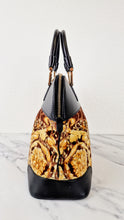 Load image into Gallery viewer, Versace Vanitas Athena Bag with Leopard Baroque Velour Velvet Crown Print - Handbag with Black Smooth Leather and Medusa charm