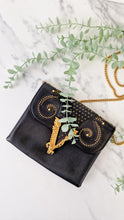 Load image into Gallery viewer, Versace Virtus Western Stud Flap Bag Clutch With Gold Chain in Black Smooth Leather - Crossbody Shoulder Bag