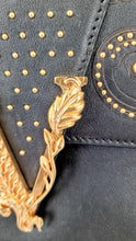 Load image into Gallery viewer, Versace Virtus Western Stud Flap Bag Clutch With Gold Chain in Black Smooth Leather - Crossbody Shoulder Bag