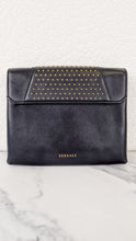 Load image into Gallery viewer, Versace Virtus Western Stud Flap Bag Clutch With Gold Chain in Black Smooth Leather - Crossbody Shoulder Bag