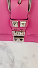 Load image into Gallery viewer, Prada Elektra Crossbody Shoulder Bag in Pink Saffiano Leather & Smooth Leather With Studs - Clutch Rivets Flap Bag - Prada 1BD121