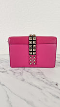 Load image into Gallery viewer, Prada Elektra Crossbody Shoulder Bag in Pink Saffiano Leather & Smooth Leather With Studs - Clutch Rivets Flap Bag - Prada 1BD121